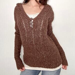 The cutest y2k maurices brown cable knit sweater with hood